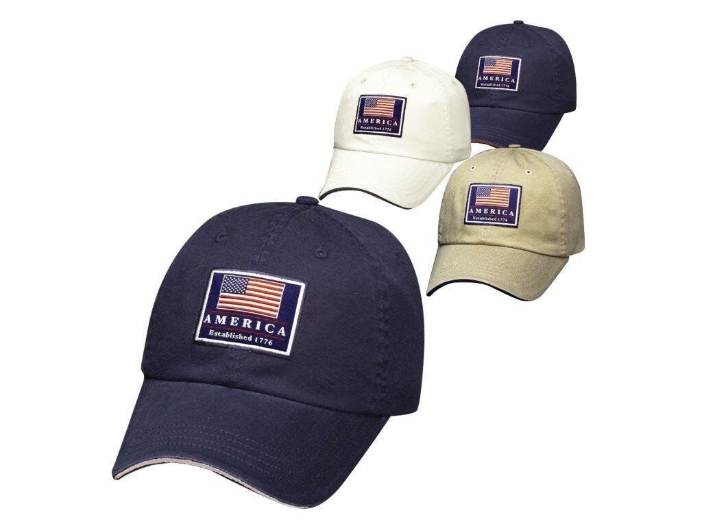 USA Flag Khaki Golf Hat - Free Masters BM w/ Purch - Dorfm Pacific