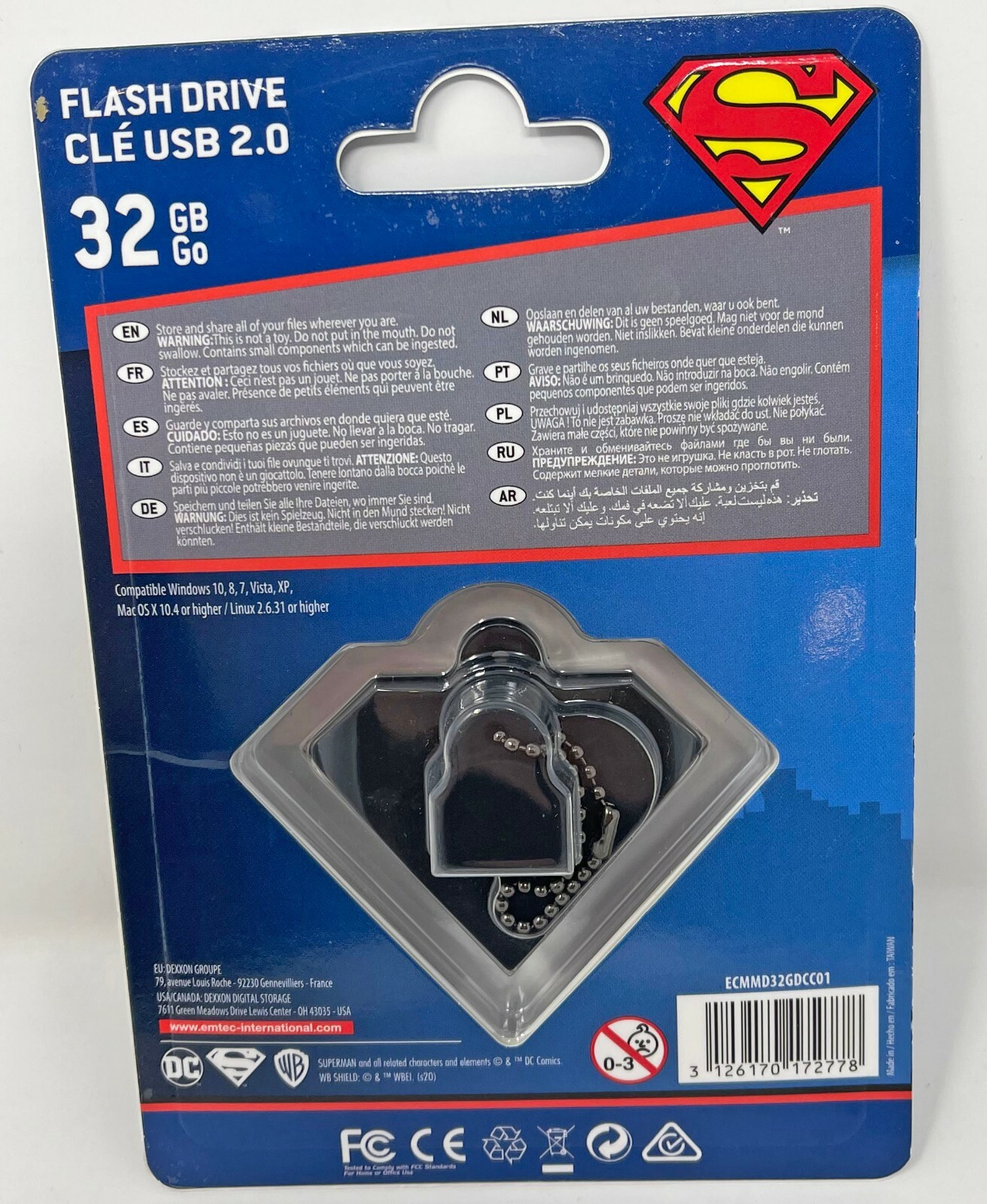EMTEC 32 GB Superman Themed Flash Drive New Unopened