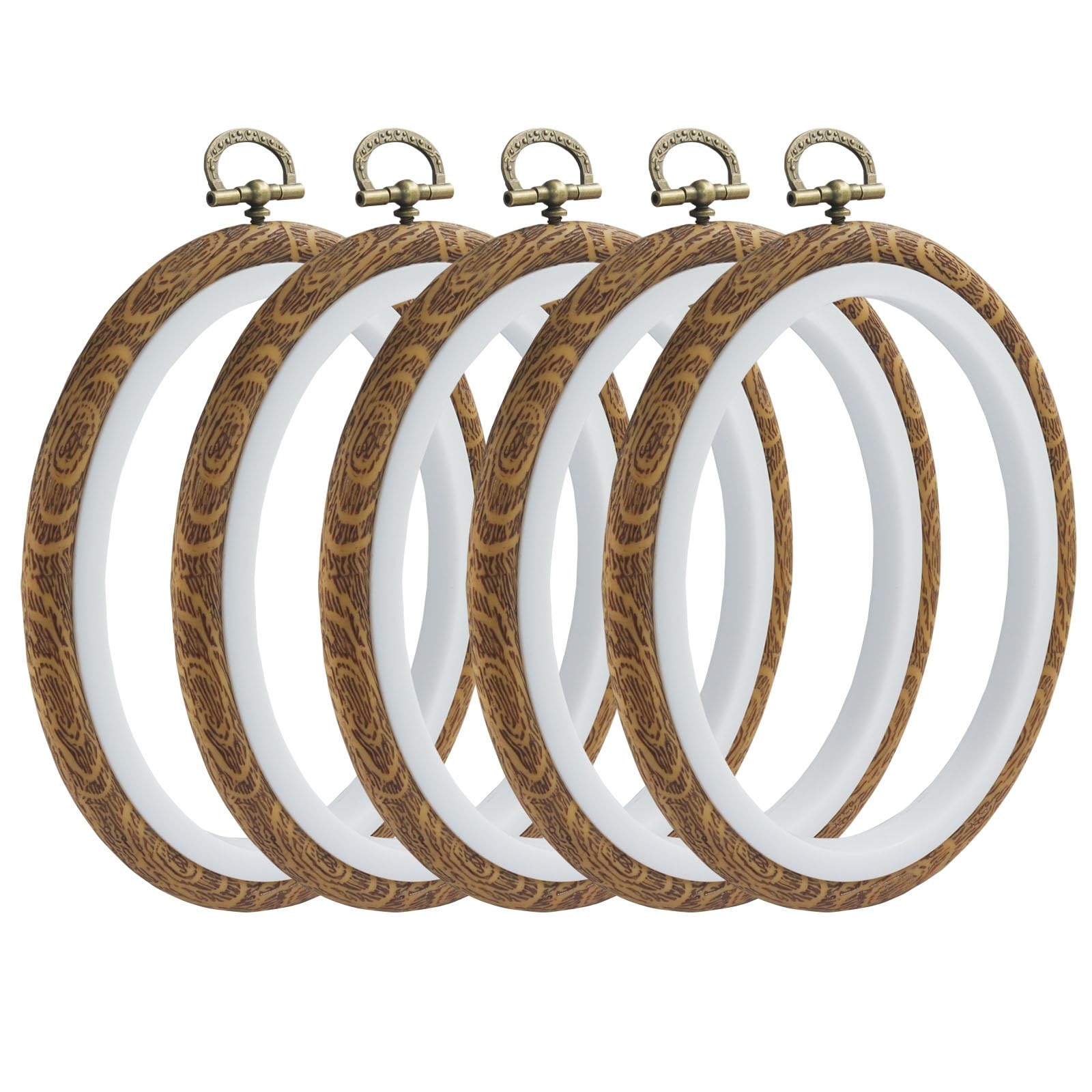 5Pcs Oval Embroidery Hoops 4.3"x5.3" Decorative Cross Stitch Hoops, Vintage C...