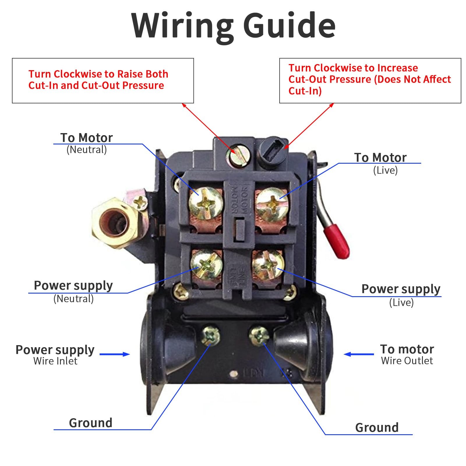 Craftsman Sears Air Compressor Pressure Switch W/ Unloader Replacement New