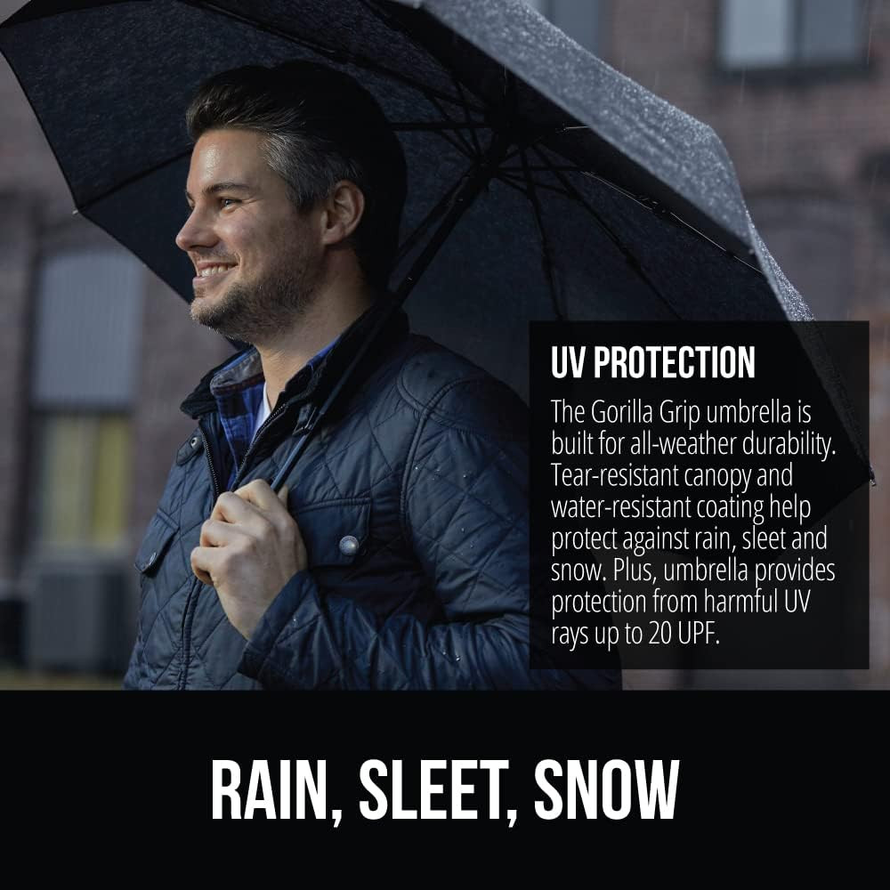 Strong Windproof Stick Compact Umbrella for Rain, One-Click Automatic Open and C
