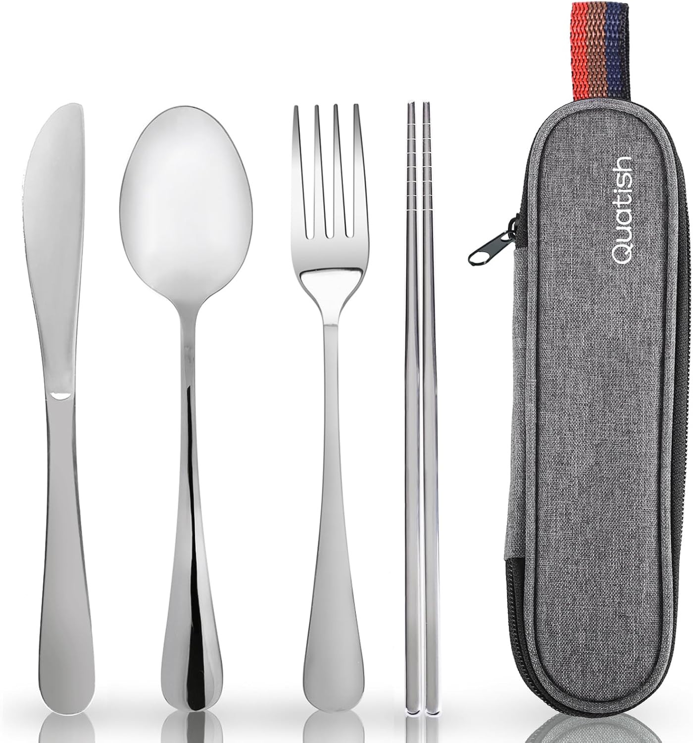 Travel Utensils with Case,  Portable Silverware Set for Work, Stainless Steel Re