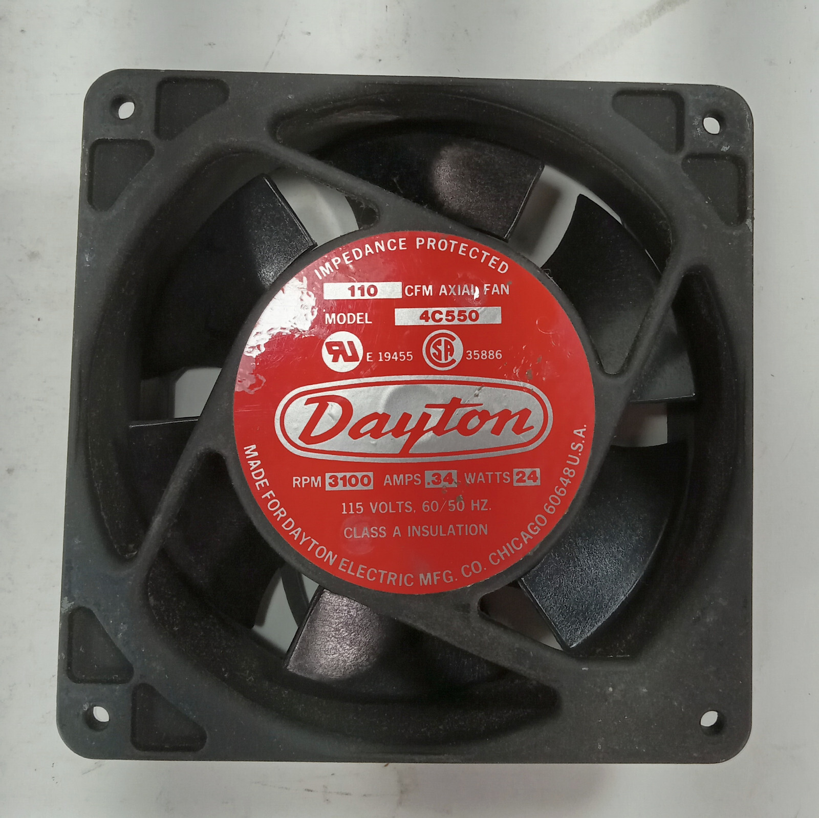 1 USED DAYTON 4C550 110 CFM AXIAL FAN ***MAKE OFFER***