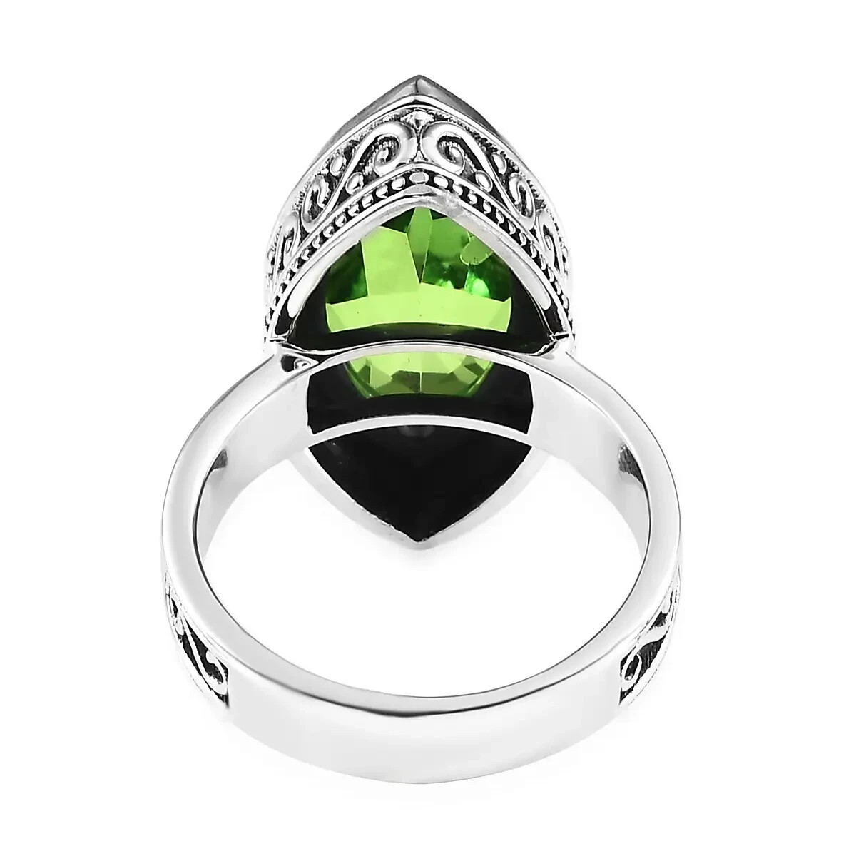 Artisan Crafted Chartreuse Quartz Solitaire Ring in Sterling 9 cts Sz 6