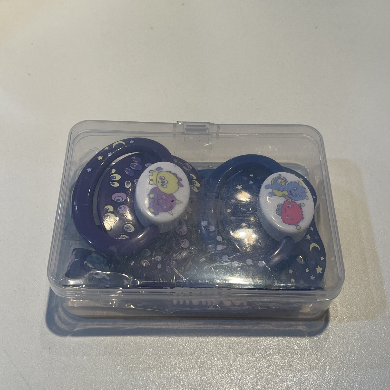 Adult Size Pacifier Rearz Lil' Monsters Set 2 Pck Silicone With Clip Strap