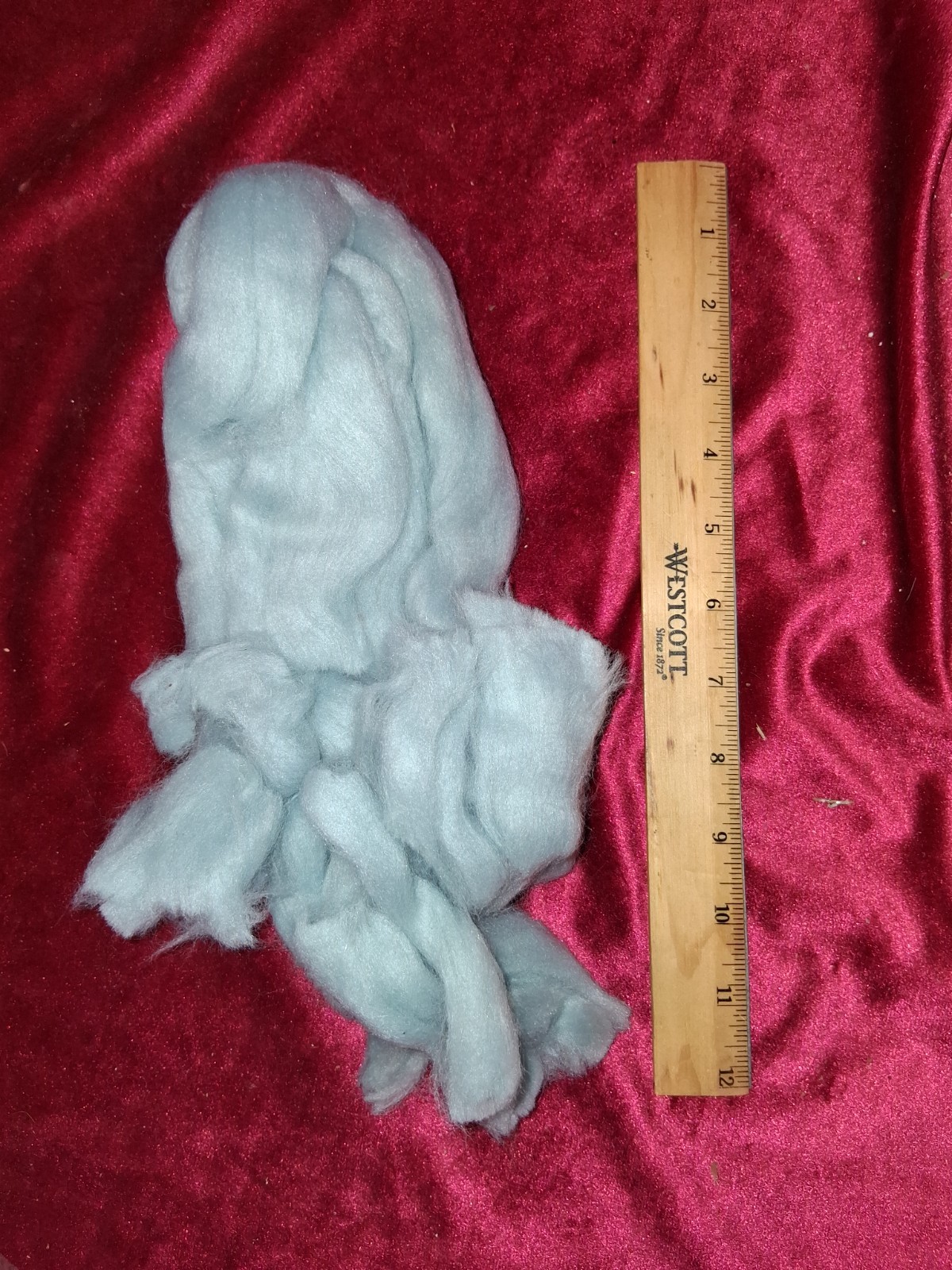 Vtg Pale Blue Raw Wool Roving 2oz Combed Top Spinning Needle Felting Fiber Art