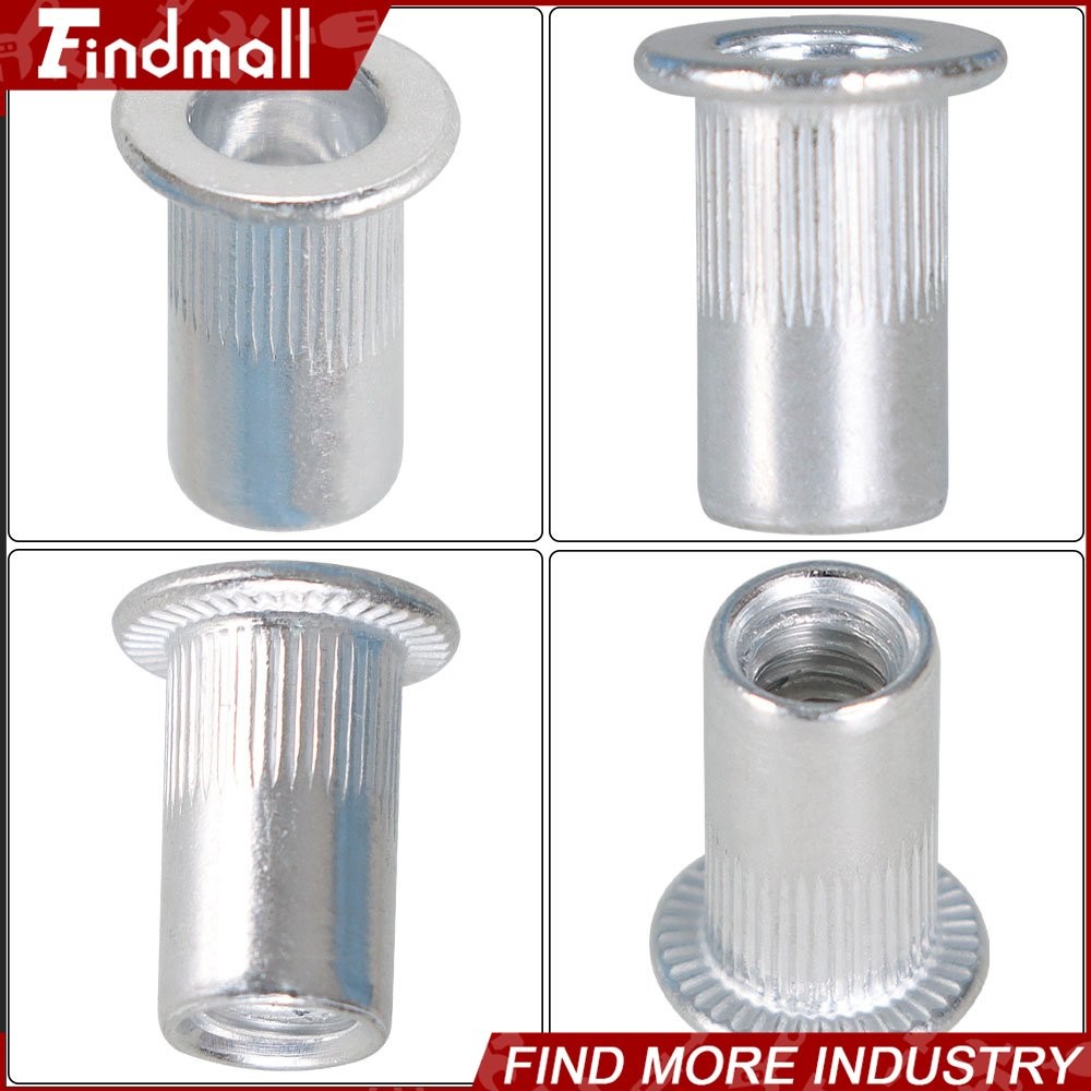Findmall 100 Pack 10- 24 Aluminum Rivet Nut Rivnut Insert Nutsert SAE