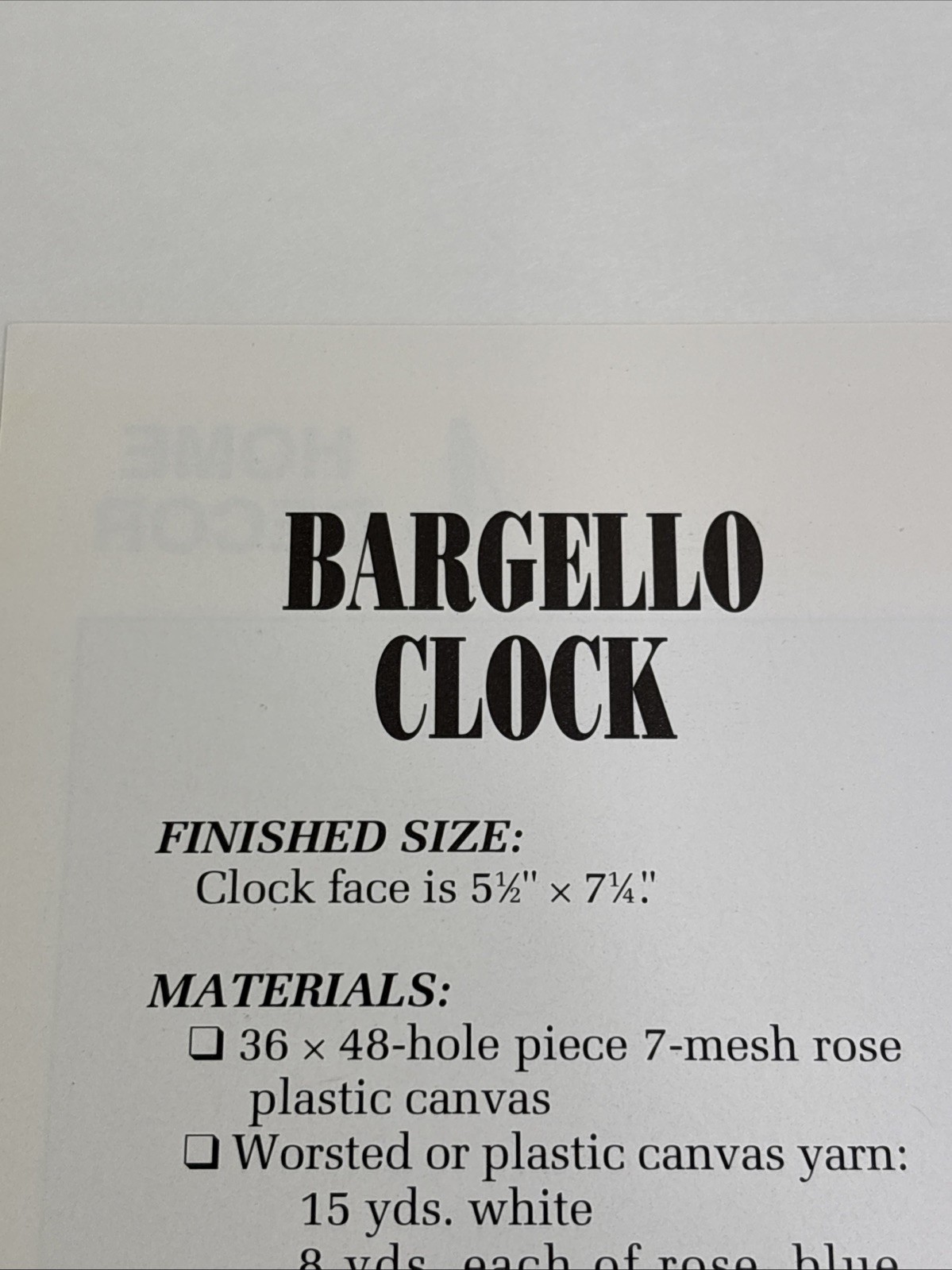 Bargello Clock Annie's Attic Plastic Canvas Pattern Page