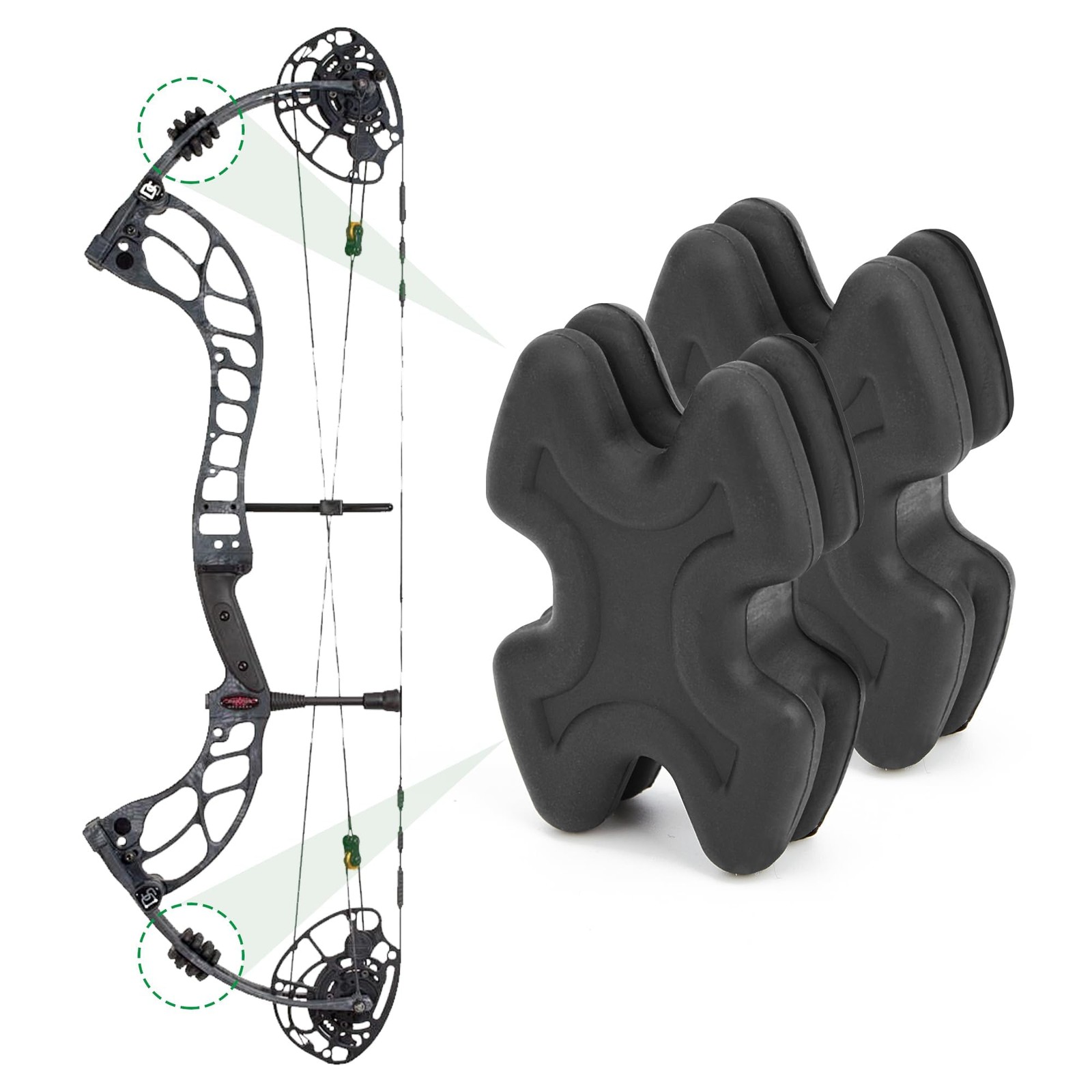 Omoojee 4 PCS Bow Limb Dampeners for Compound and Crossbow, Archery Black