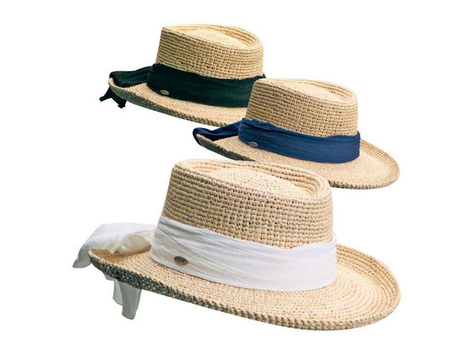 "MANAROLA" Scala Women's Hand Crocheted Raffia Gambler Sun Hat, #LR241OS
