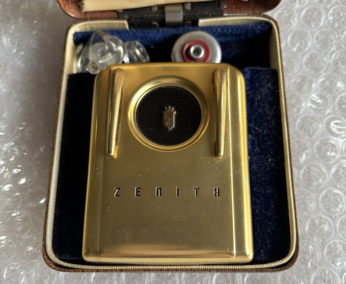 Zenith Royal Hearing Aid 1950's With Case Not Tested