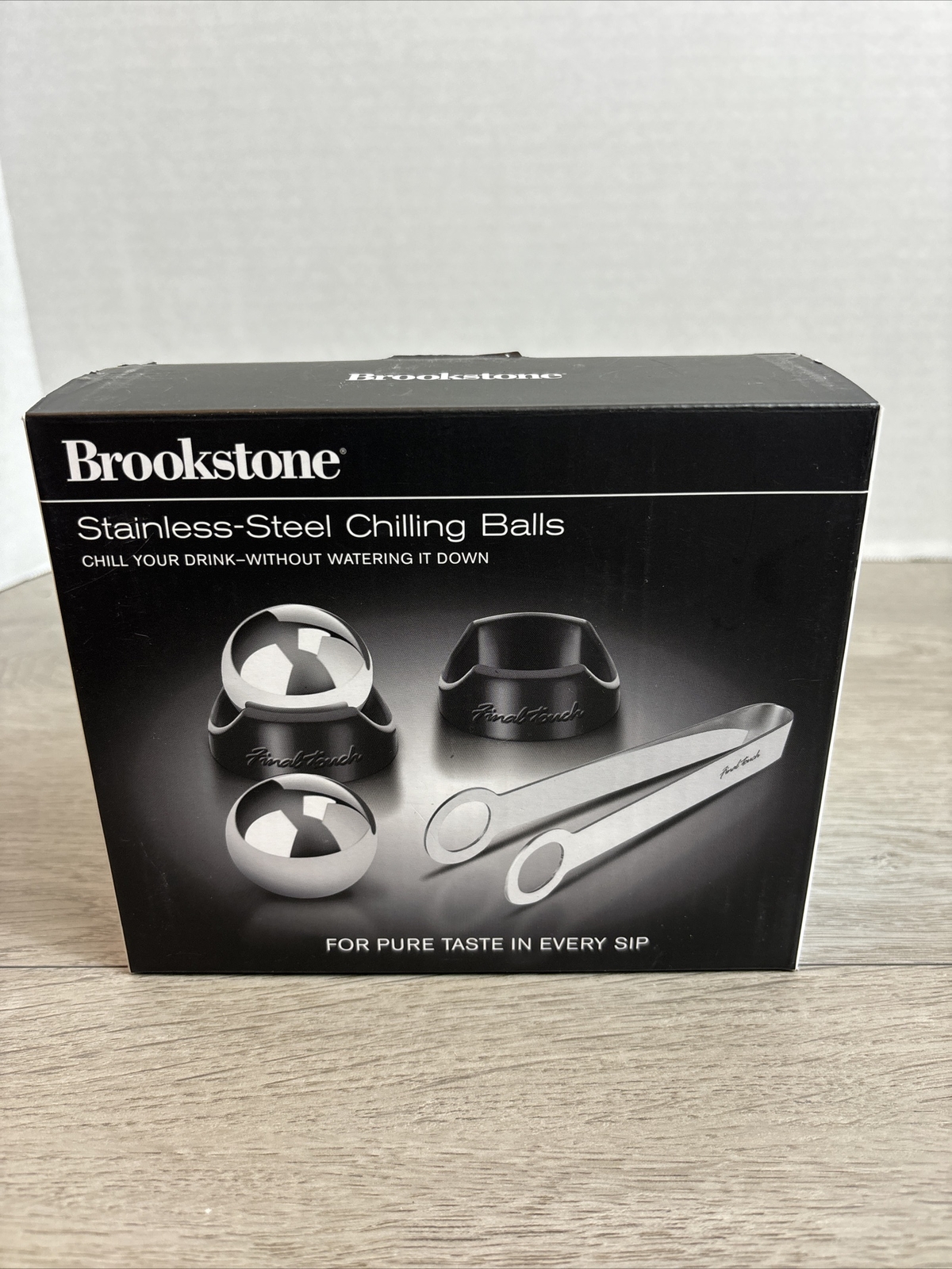 Stainless Steel Whiskey Chilling Balls For Drinks W/Stands Tongs Brookstone NOB
