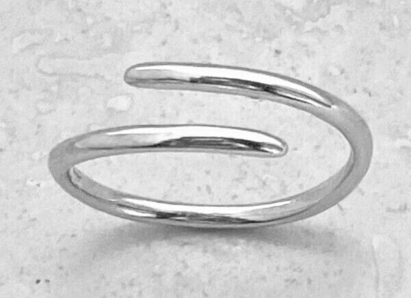 14k White Gold Plated Women's Wrap Adjustable Toe Ring Solid Metal 925 Silver
