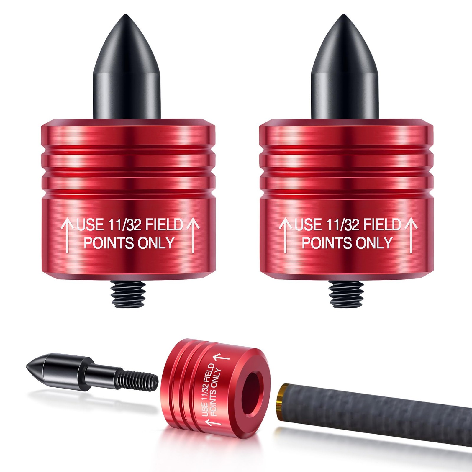 Feekoon 2 Pack Crossbow Bolt Decocking Head, Point Red