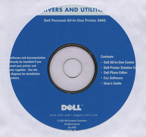 Dell Personal All-in-One Printer A940 Drivers Utilities User Guide CD-ROM (2003)