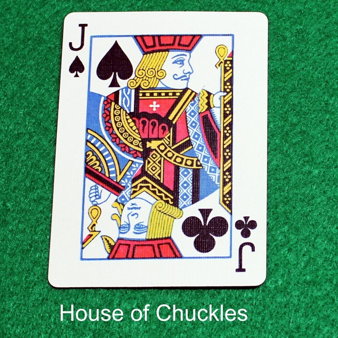 Jack of Spades / Clubs, Half Diagonal, Bicycle Printed Gaff Card, Red