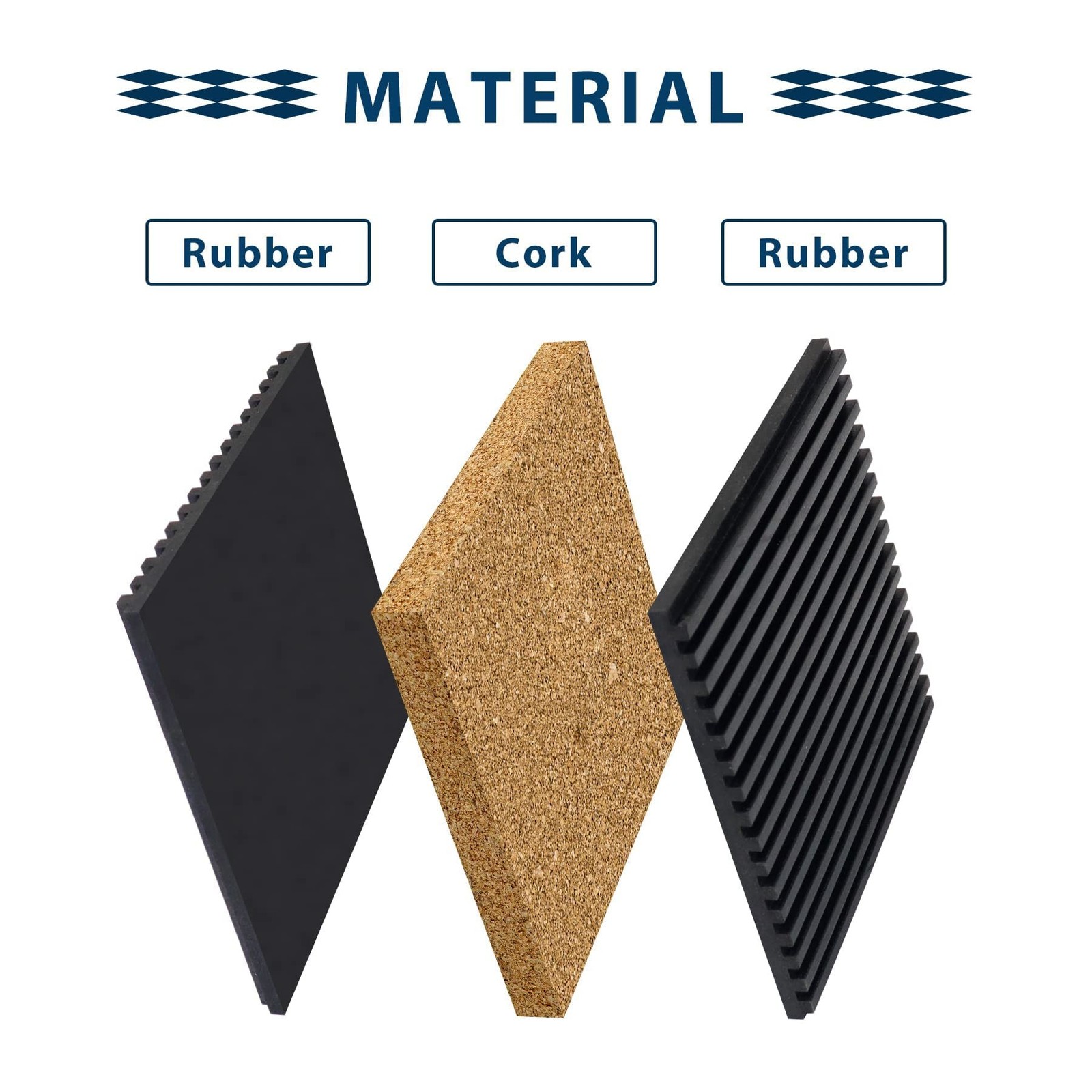 Anti Vibration Pads 4" X 4" X 7/8" Rubber & Cork Vibration Isolation Pads, Re...