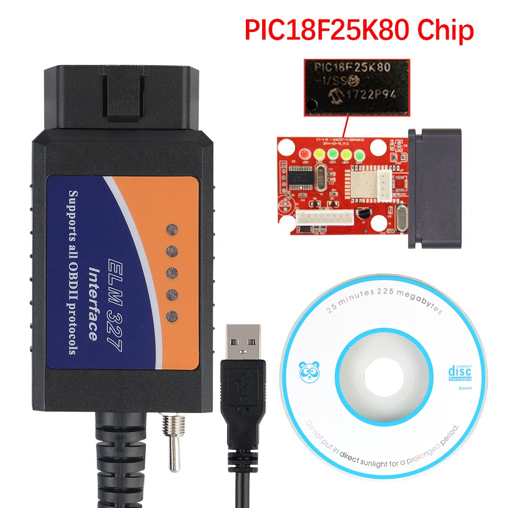 ELM327 USB V1.5 Switch Car Diagnostic Tool OBD2 Scanner Adapter Support FORscan