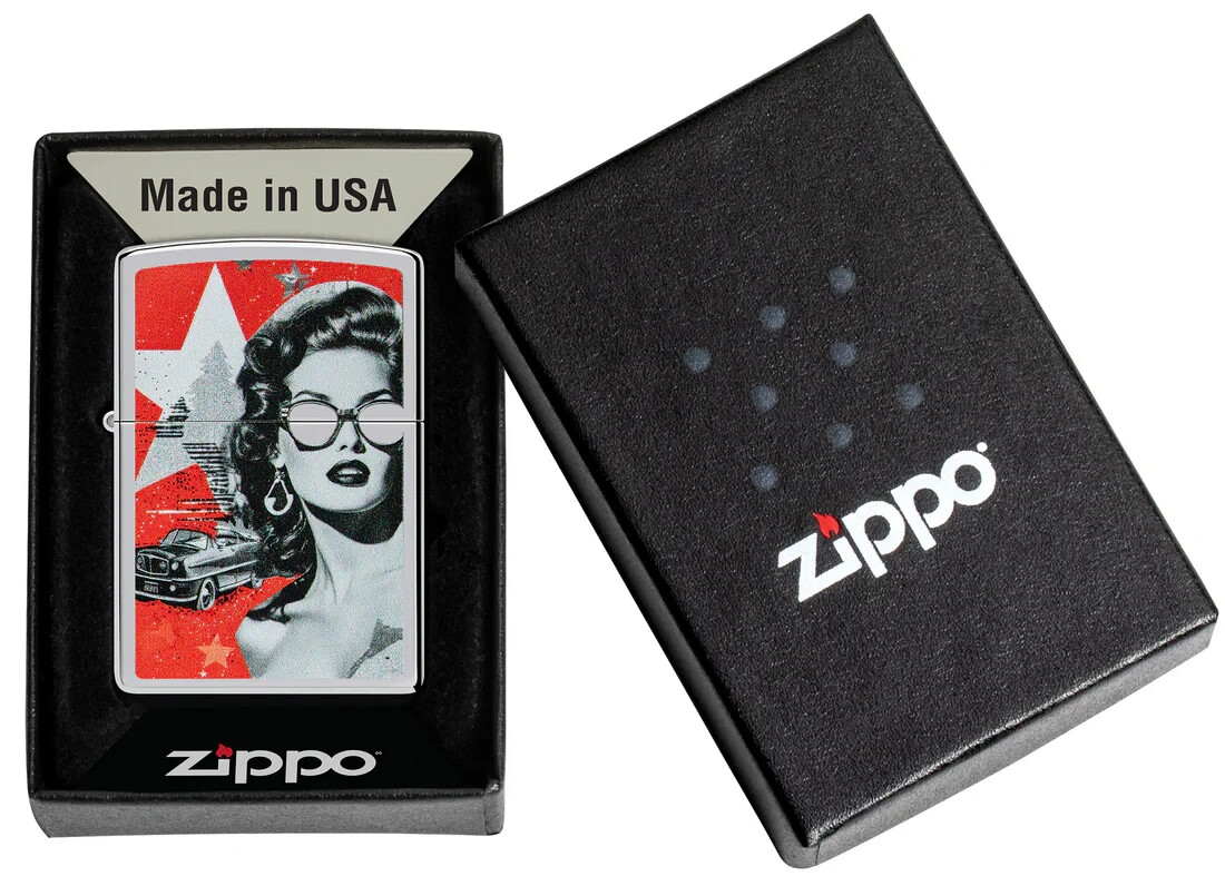 Zippo Glam Glasses Design High Polish Chrome Color Image 46239