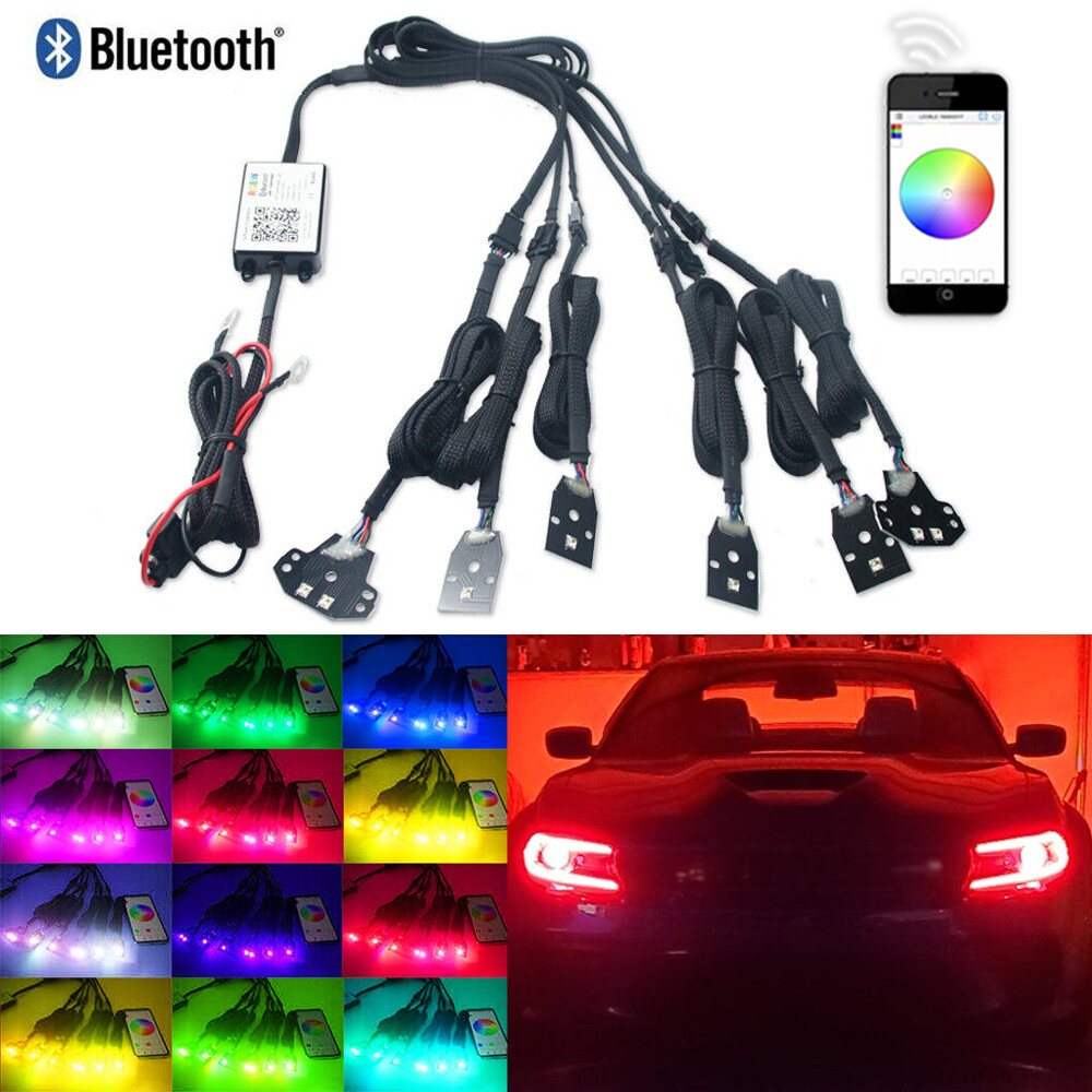 For 2015-23 Dodge Charger Bluetooth APP RGBW Multi-Color LED DRL Board Headlight