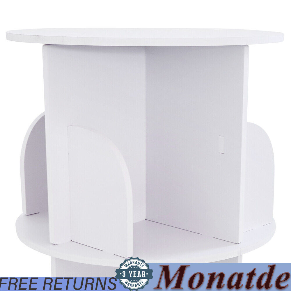 360° 2-Layer Rotating Bookshelf Bookcase,Freestanding Storage Shelf Display Rack