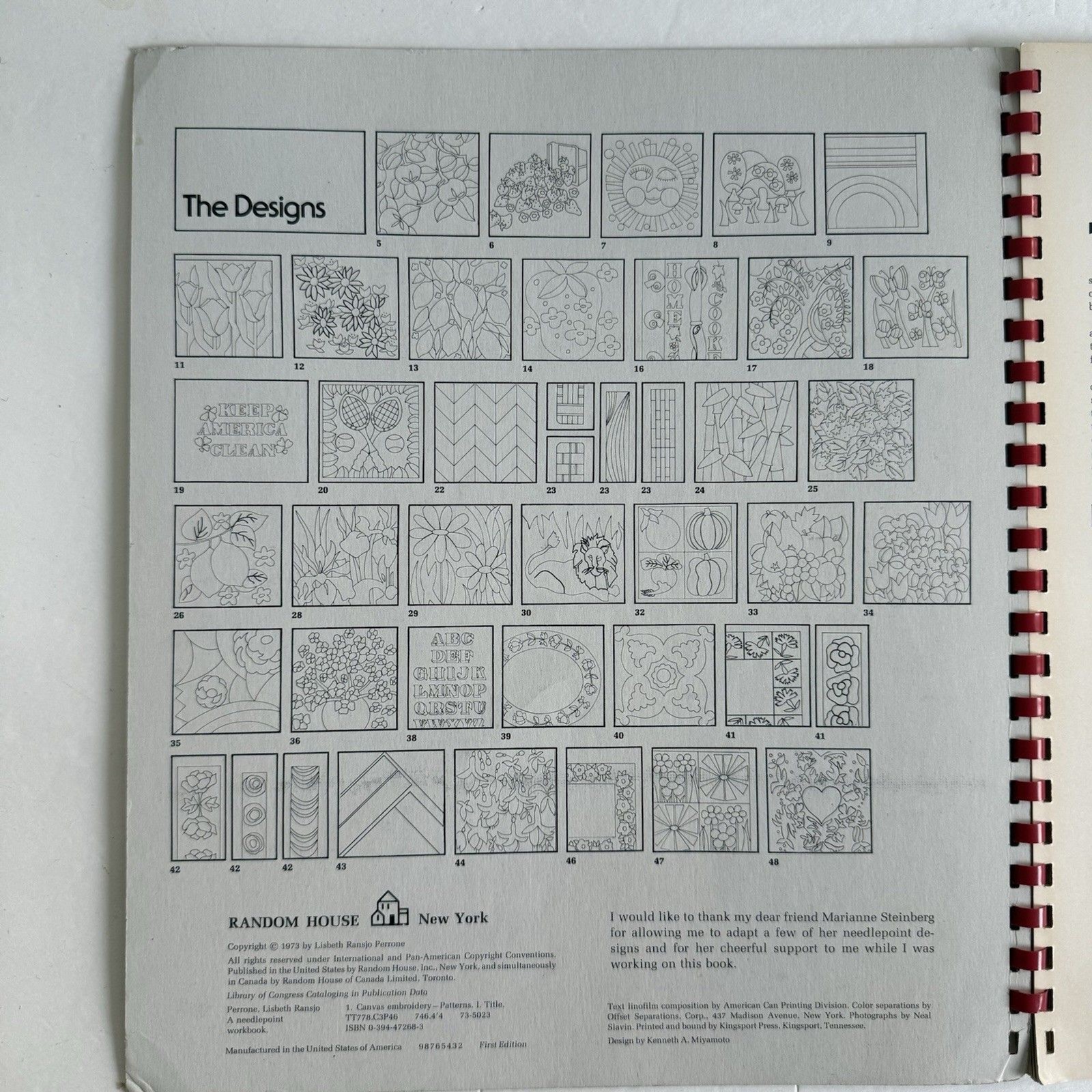 Vtg 1973 Lisbeth Perrone's Needlepoint Workbook Spiral Bound Canvas Embroidery