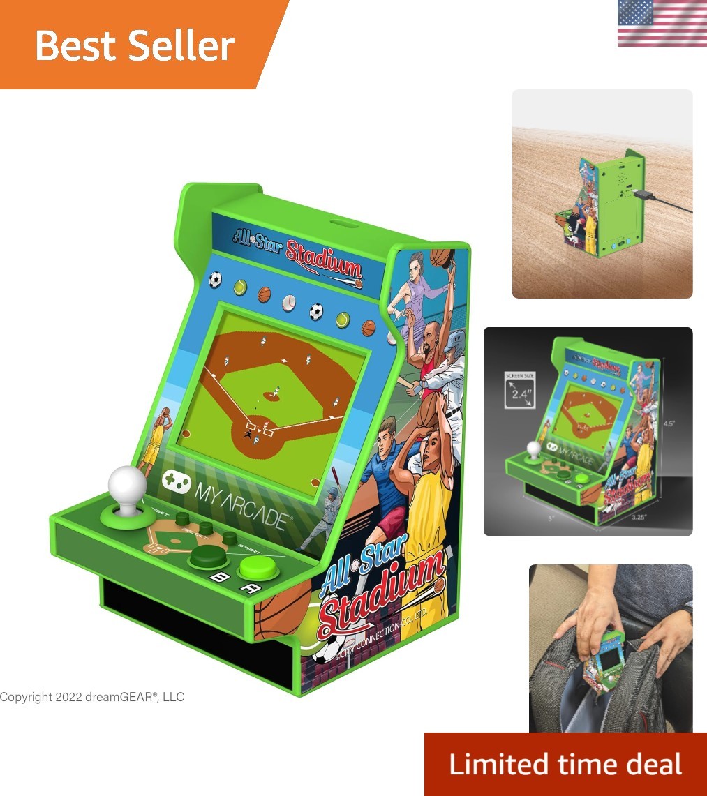 All Star Stadium Nano Player - Portable Mini Arcade w/207 Retro Games, 2.4" S...