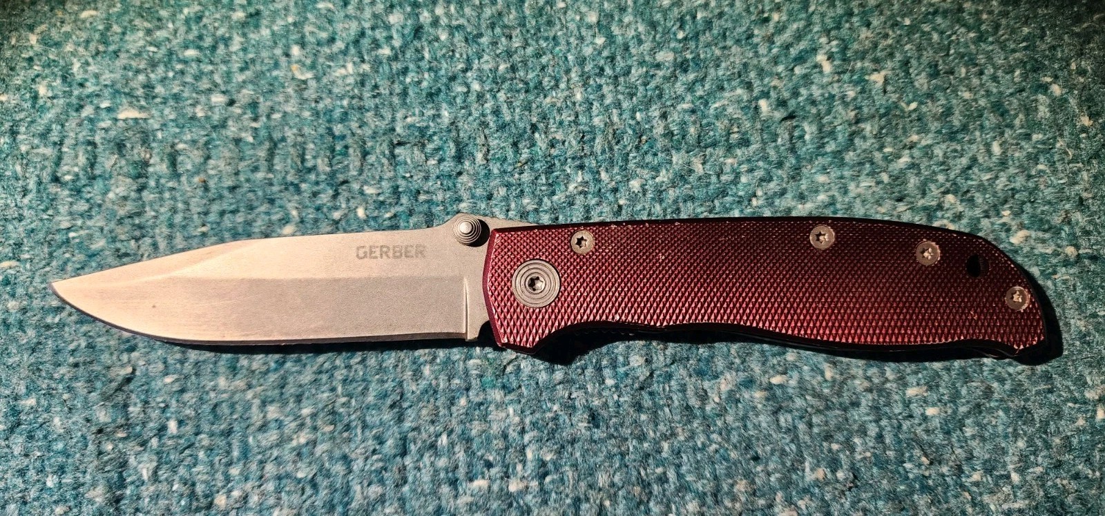 Gerber Folding Pocket Knife Red Aluminum Handle Manual EDC 4660521A Preowned!