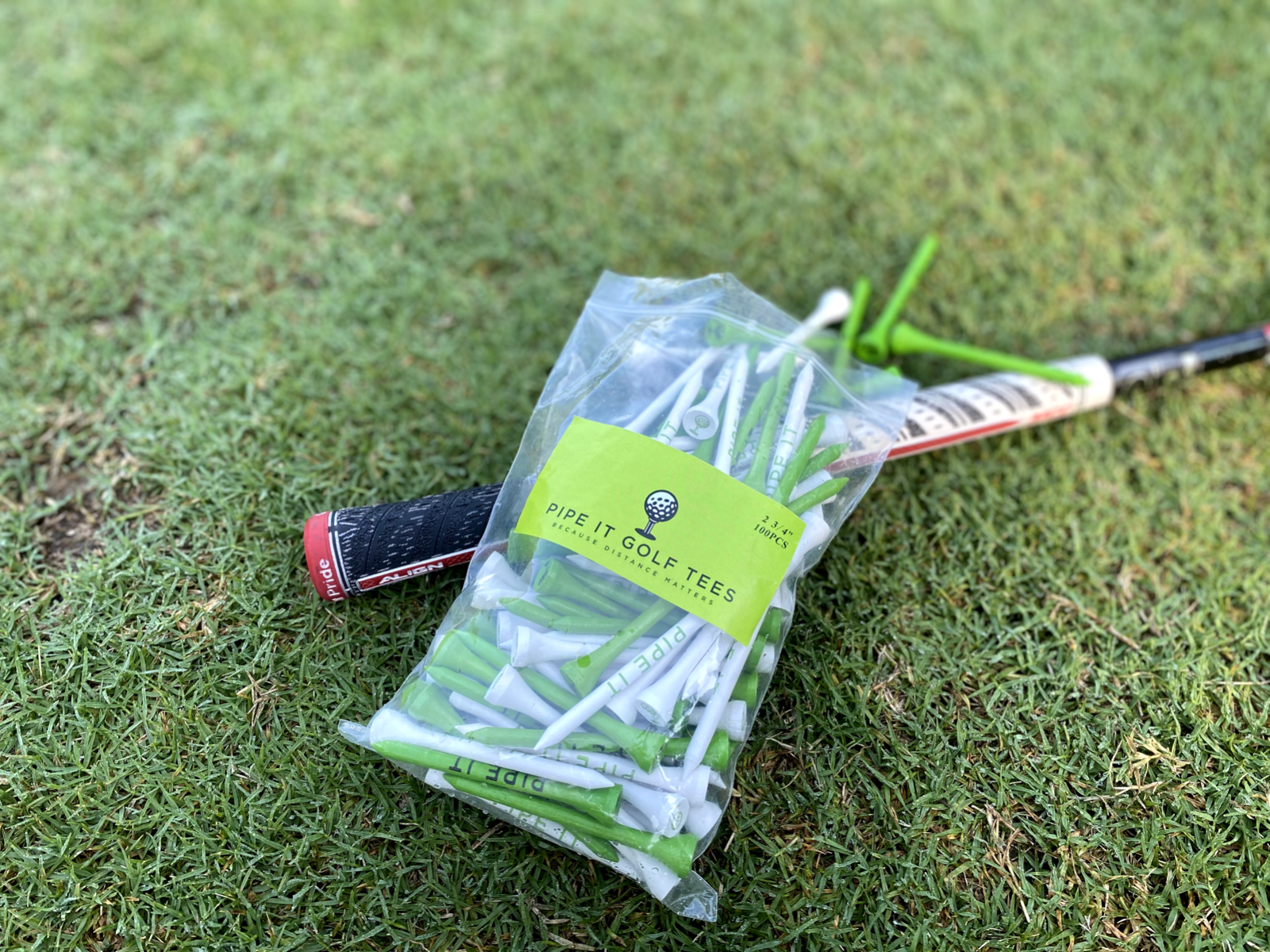 Pipe It Golf Tees 100 Count Bag - Green/White Mix