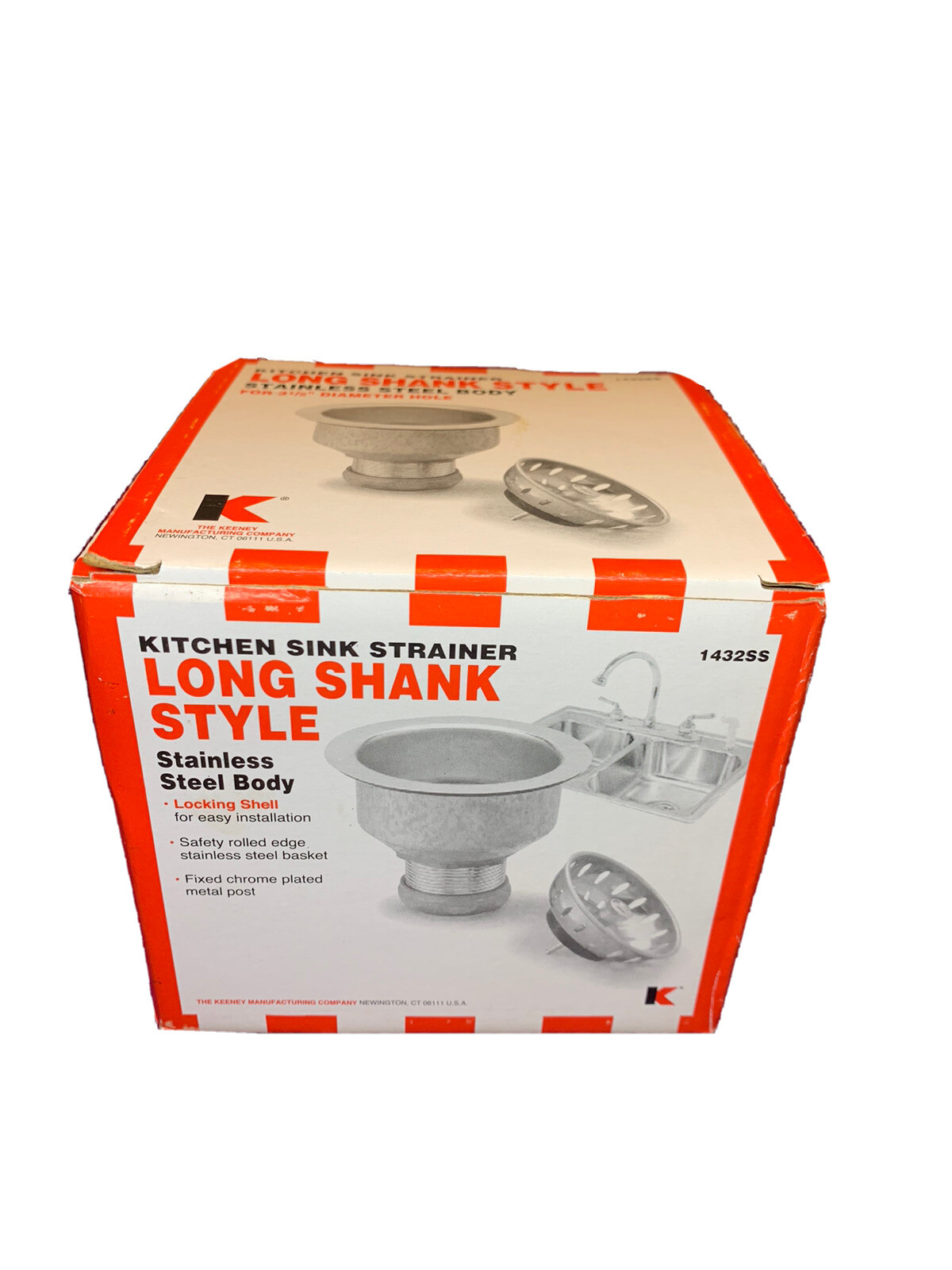 Kitchen Sink Strainer Long Shank Style for 3-1/2" hole Keeney mfg. 1432SS