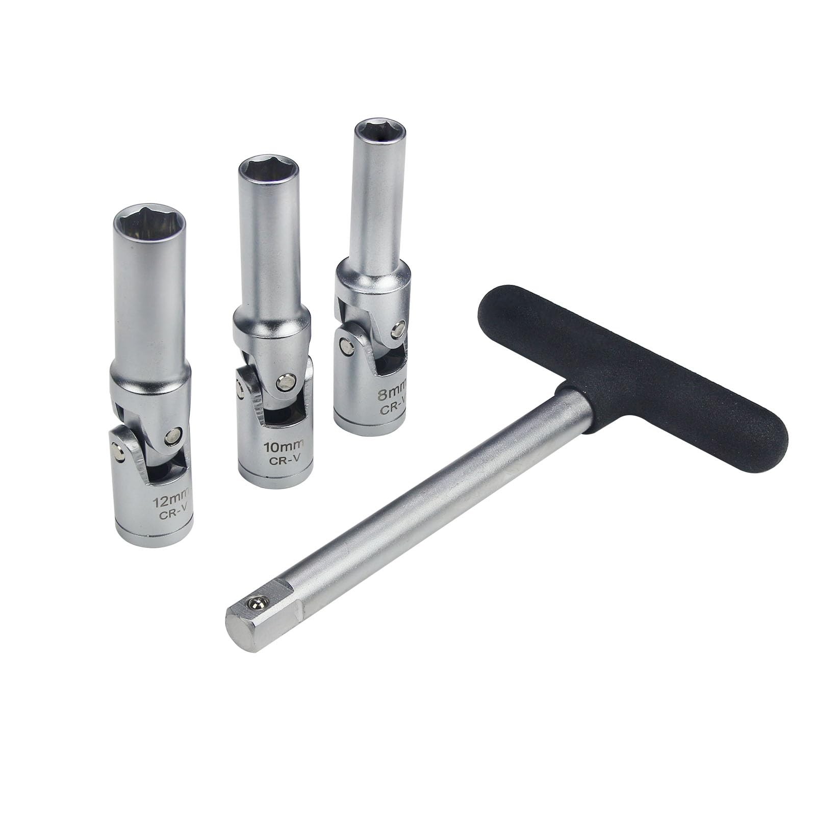 UTMALL 4 Piece Glow Plug Socket Set with 3/8" Dr T-Bar, Glow Plug Sizes (8mm,...