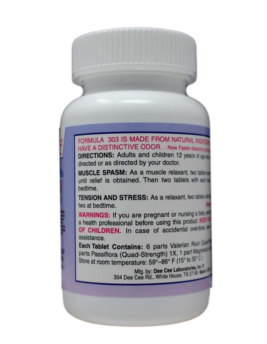 Formula 303 Maximum Strength Natural Muscle Relaxant Spasms Cramps 60Tb Ex06/29