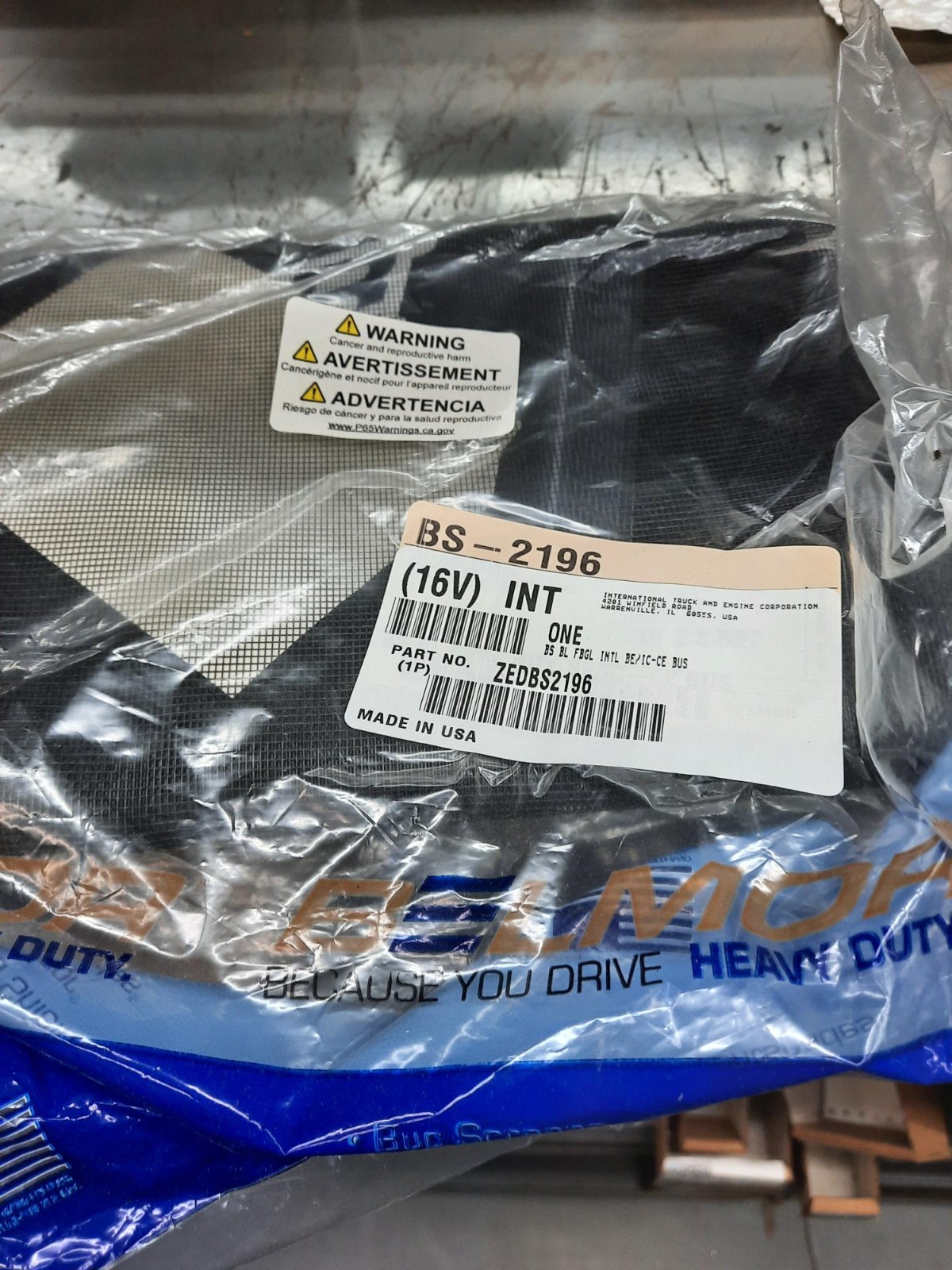 GENUINE NEW BELMORE BUG SCREEN FOR INTERNATIONAL CE BUS ZEDBS2196 / BS-2196
