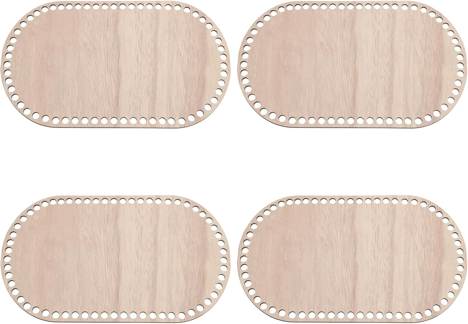 10" x 6" Crochet Basket Bottom, 4Pcs Oval Blank Crochet Knitting Wooden Base for