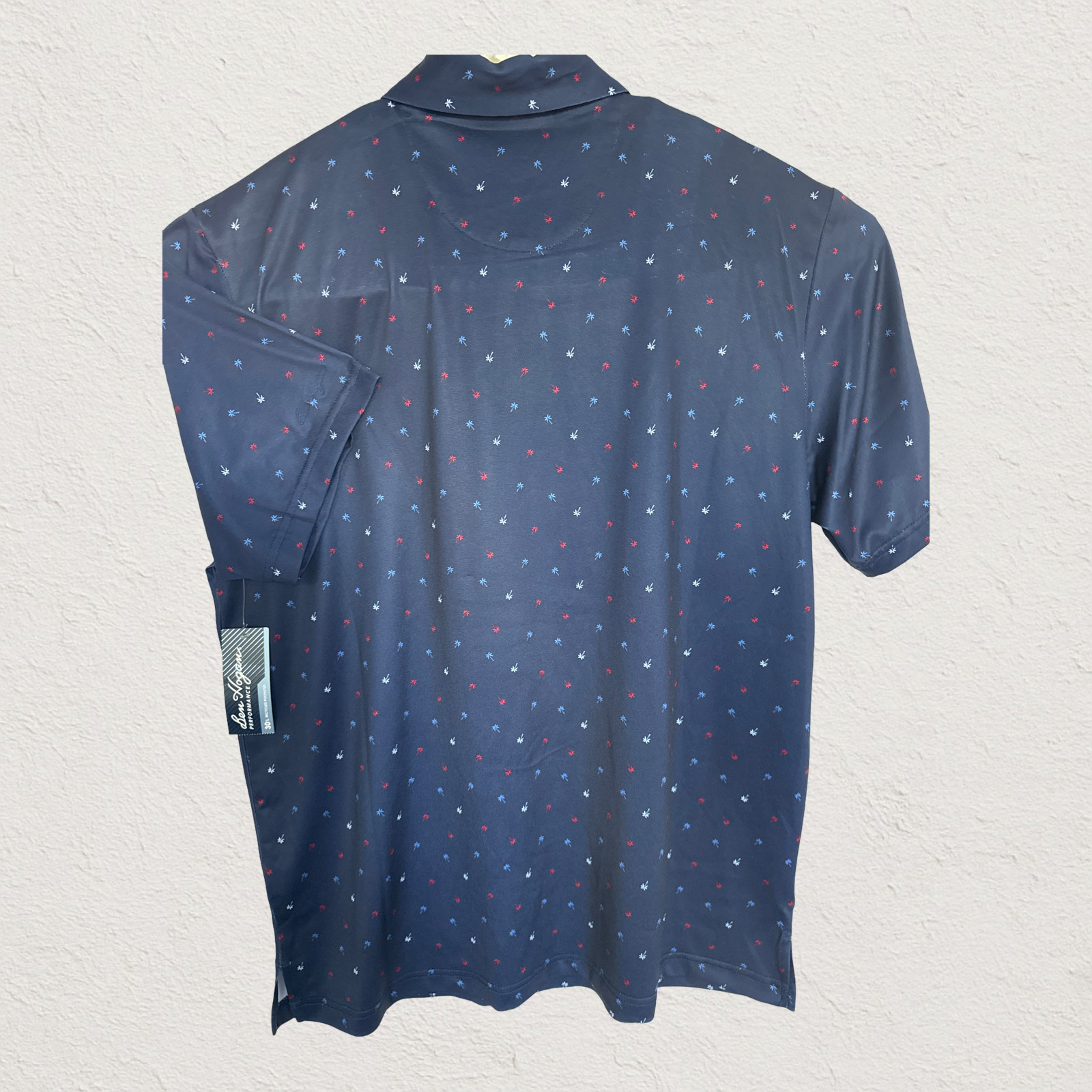Ben Hogan Performance Polo 2XL Navy W Palm Trees 3 Button Polo