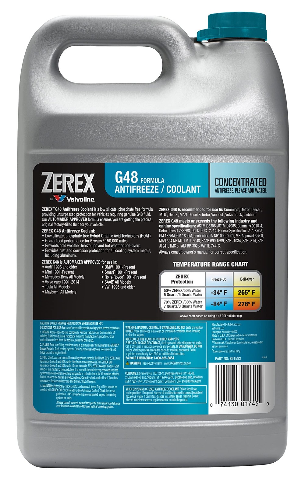 G48 Antifreeze Coolant Concentrate 1 Gallon for Optimal Engine Performance