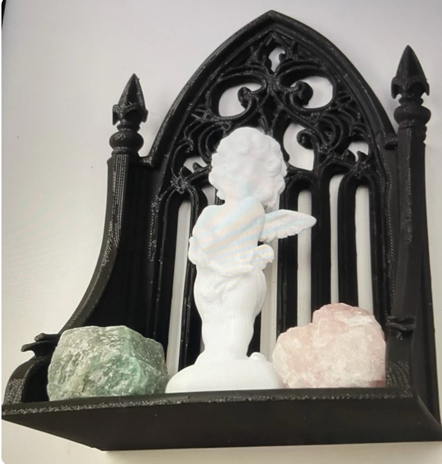 Gothic Black Wall Mounted Bracket Trinket Shelf, 3D Print, Plastic Composite