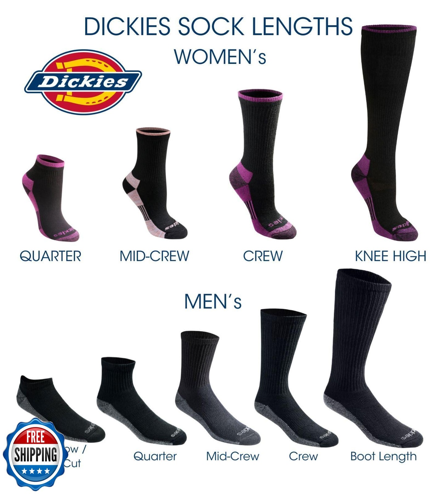 Dickies Women's Dri-Tech Essential Moisture Control Crew Socks, A