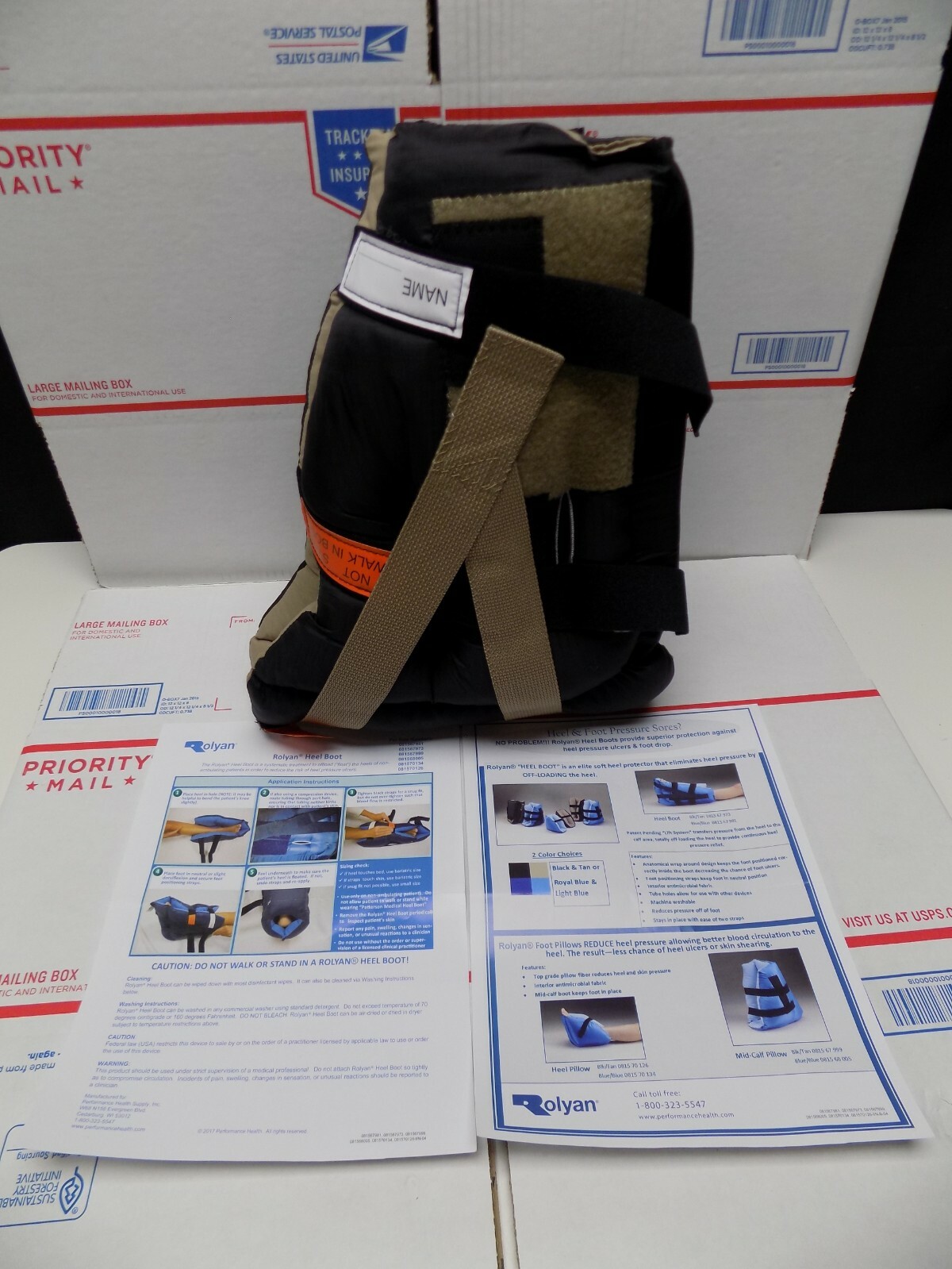 081567973 Rolyan Heel Boot Build a Boot One Size Fits Most Black/Tan