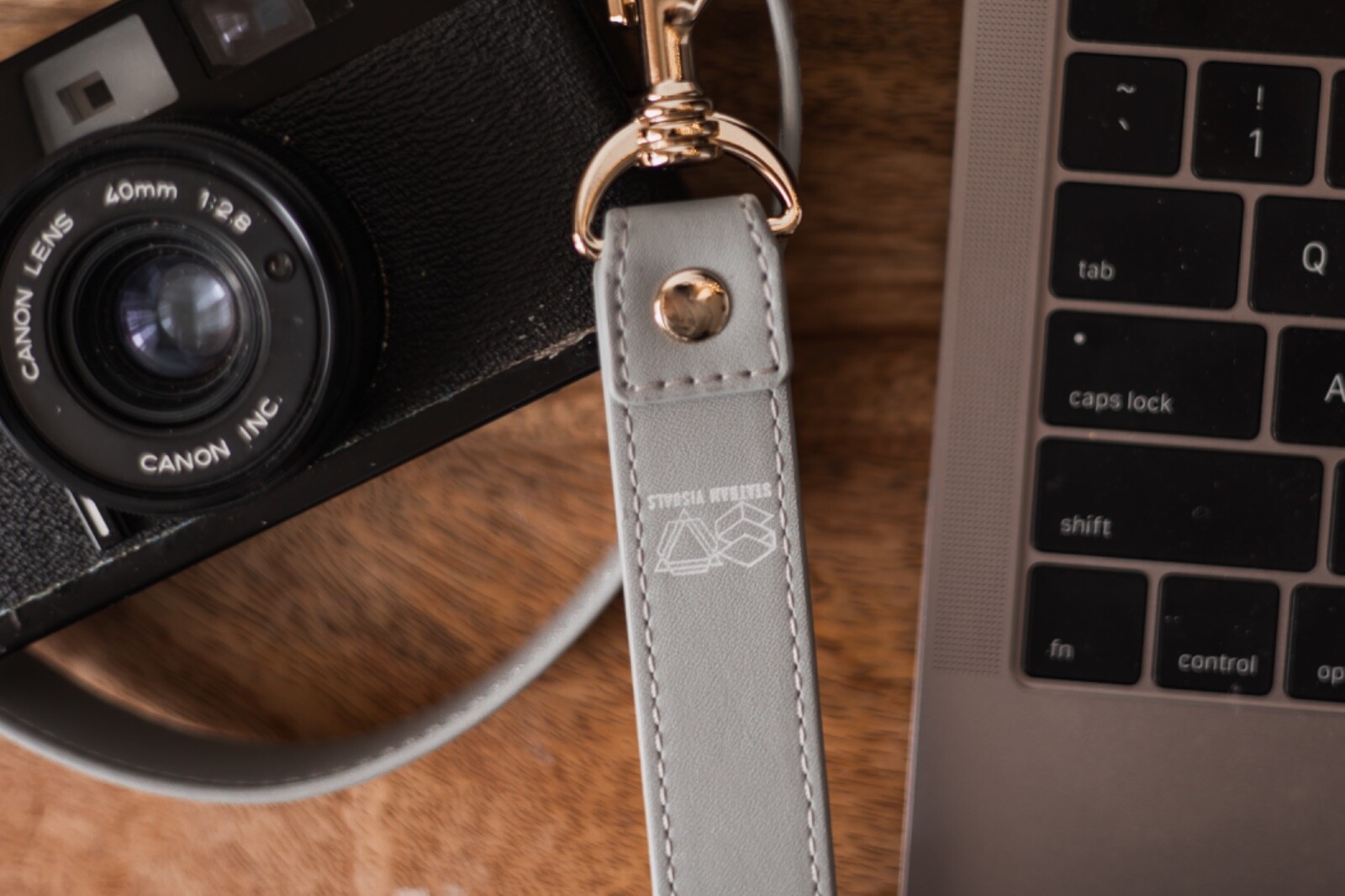 Camera Strap - Neck Shoulder Leather Grey Gray Stylish Classy Unique