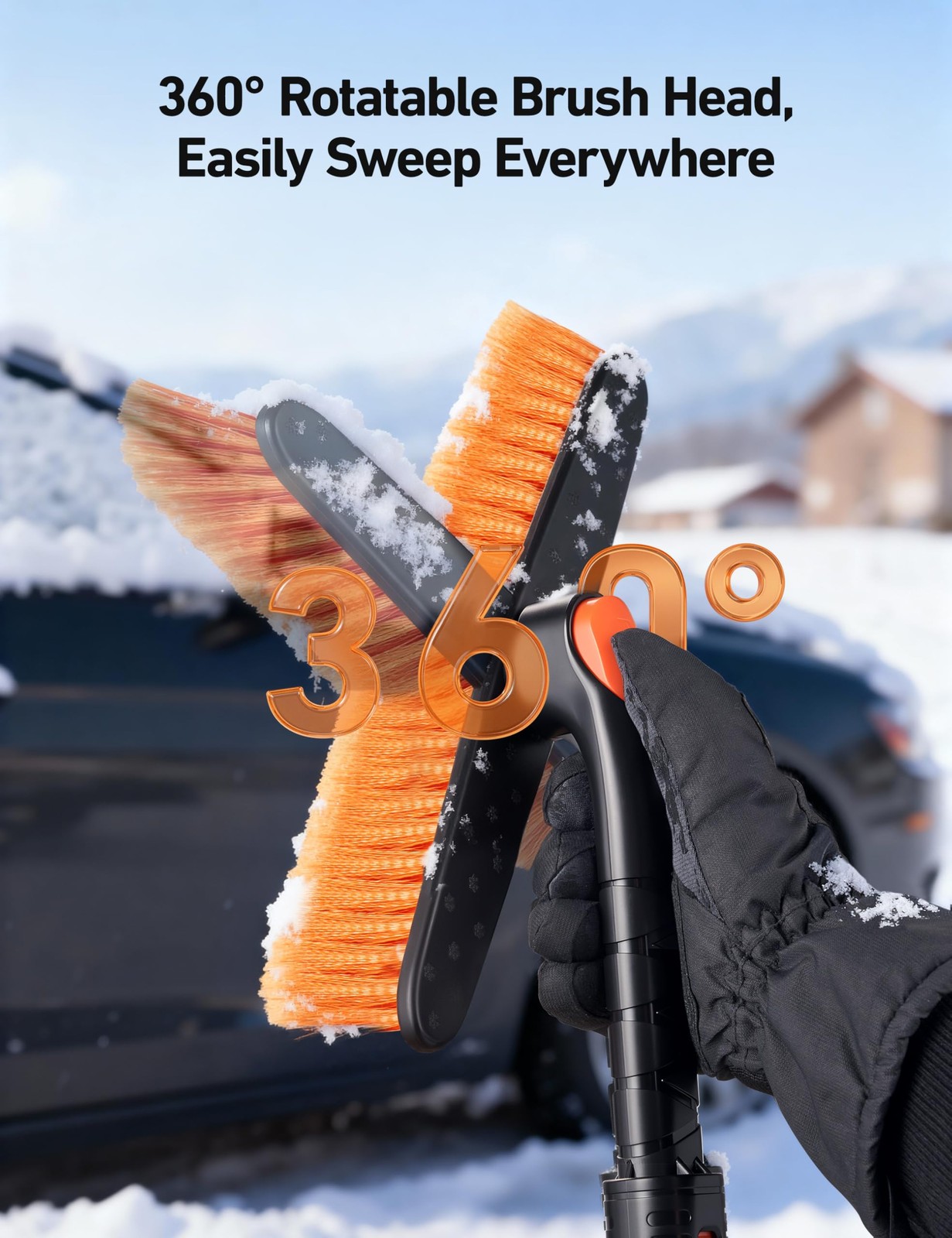 AstroAI 47.2" Ice Scrapers for Car Windshieldand Extendable Medium, Orange