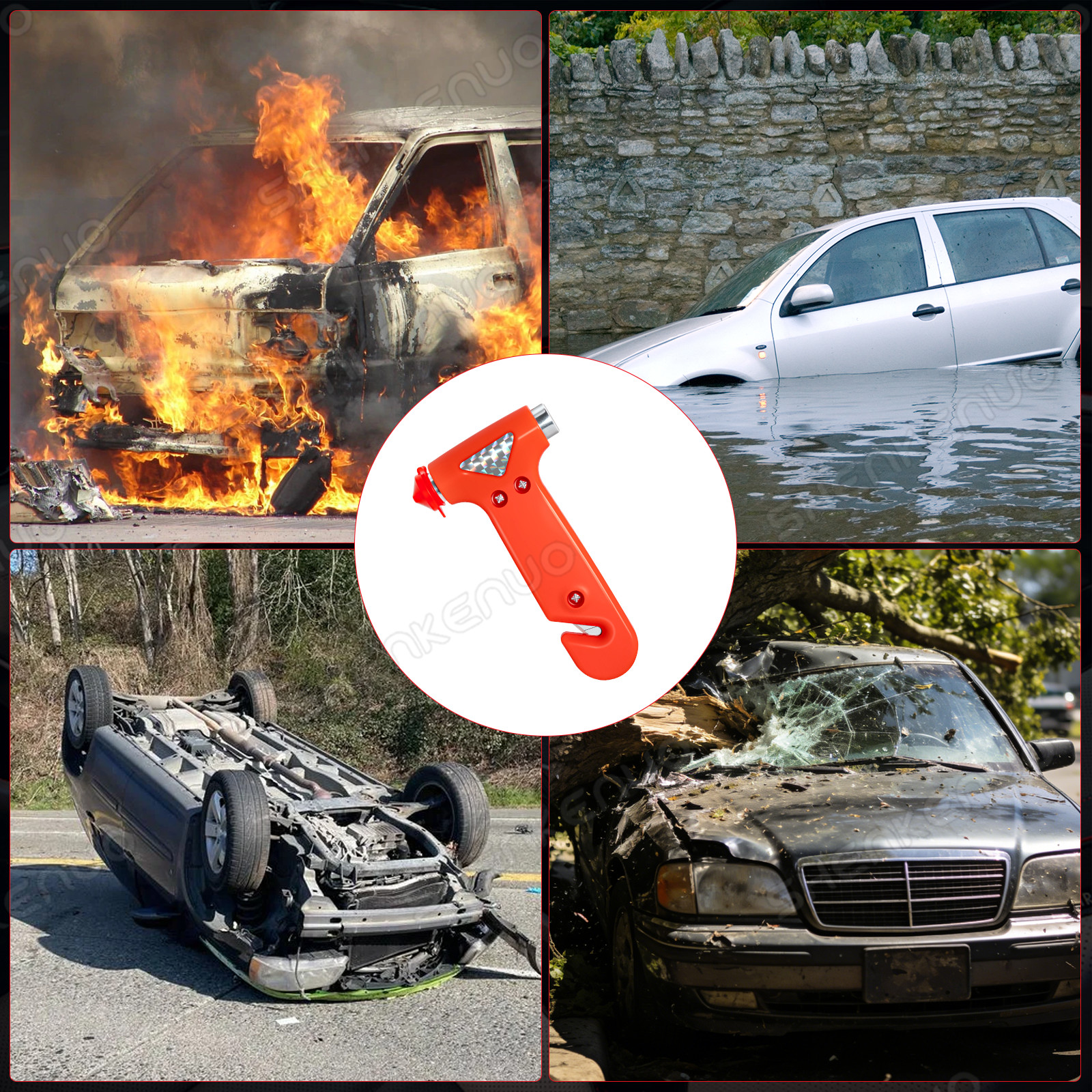 Portable 2-in-1 Function Car Emergency Hammer Escape Tool Life Hammer