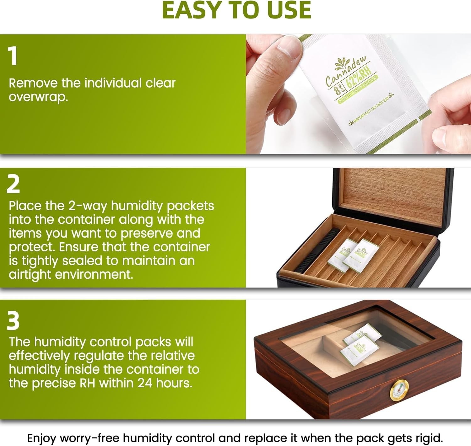 15-Pack 62% Humidity Control Packs for Fresh Storage