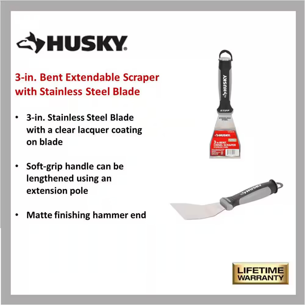 3 In. Bent Extendable Scraper with Stainless Steel Blade