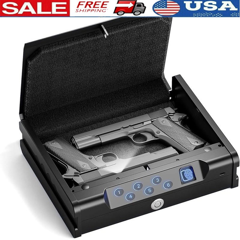 Biometric Gun Safe Quick Access Fingerprint Digital Keypad Steel Handgun Storage