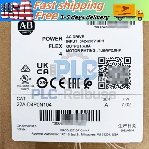 New Factory Sealed AB 22A-D4P0N104 PowerFlex 4 1.5kW 2.0HP AC Drive US Free Tax