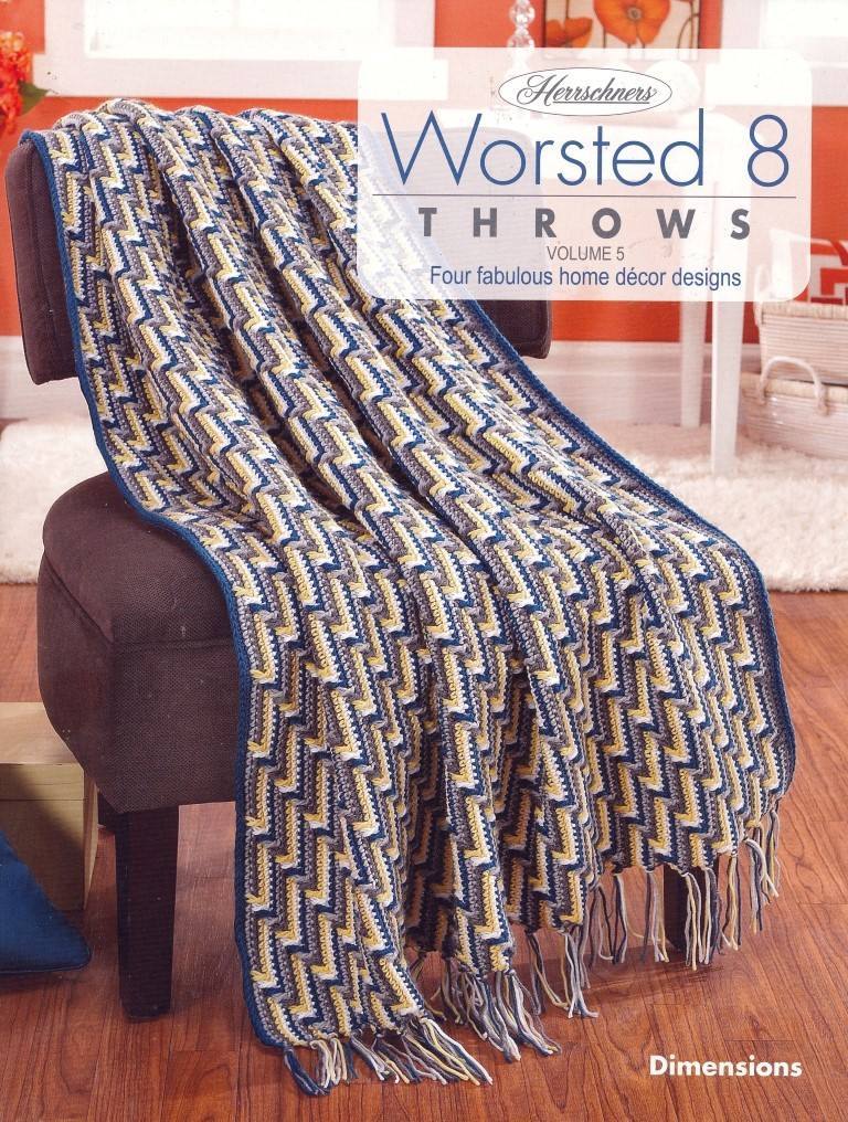 NEW HERRSCHNERS WORSTED 8 THROWS VOLUME 5 GREAT DESIGNS