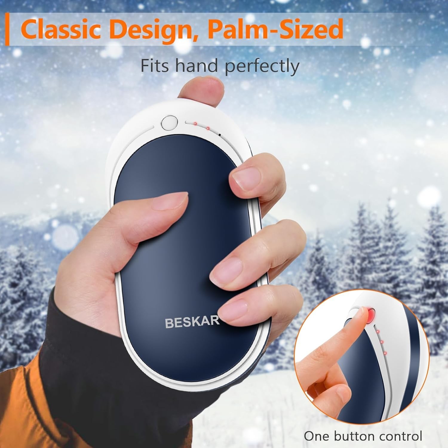 BESKAR Rechargeable Hand Warmer, 5200mAh Electric Handwarmers with Long Lasting