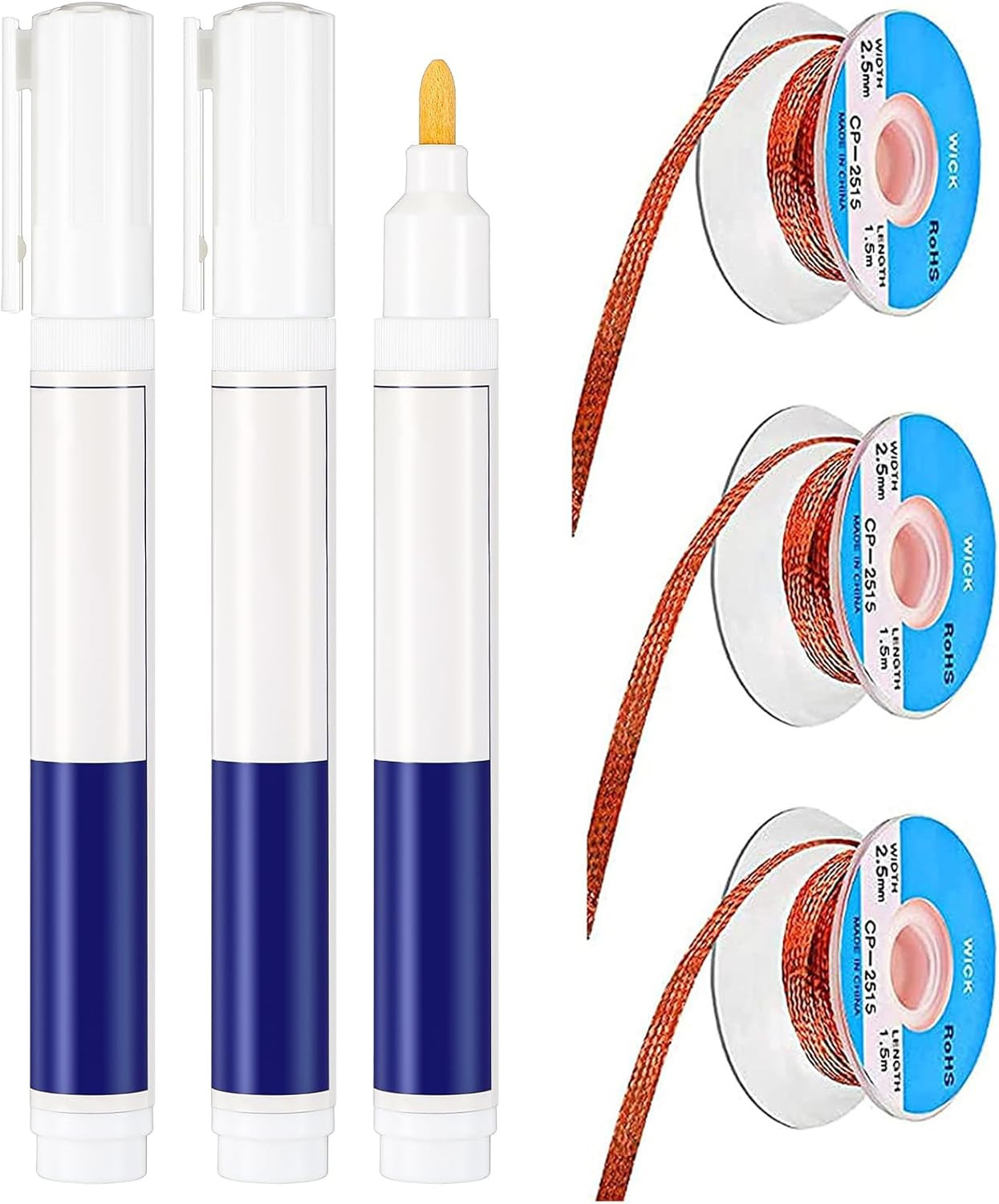 No Clean Soldering Pen and Solder Remover Wick, 0.1 Inch Wide and 59 Inch Long,