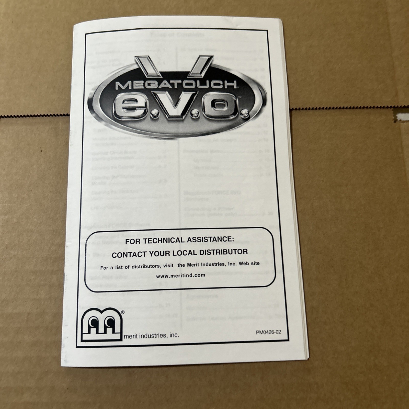 Original EVO MERIT MEGATOUCH owners manual add s hip .10 cents